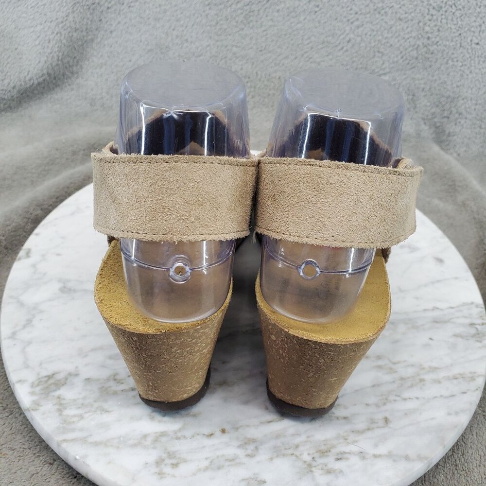 A. Giannetti Shoes Womens Size 7 Tan Suede Wedge Slingback Sandals - Picture 5 of 10